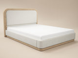 SOLACE+CO Gabriela Wooden Upholstered Bed Frame Cream Chenille Kingsize