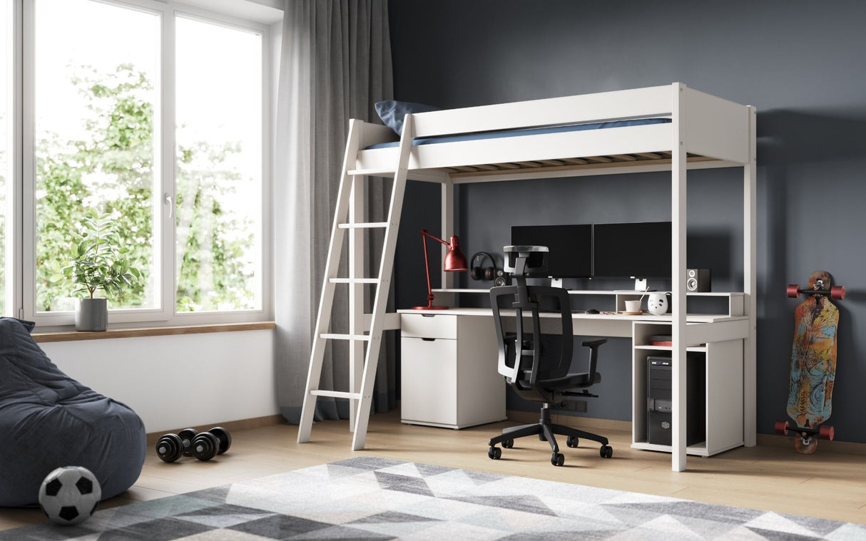 Noomi Tera Solid Wood Gaming High Sleeper White (FSC-Certified)