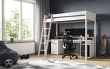 Noomi Tera Solid Wood Gaming High Sleeper White (FSC-Certified)