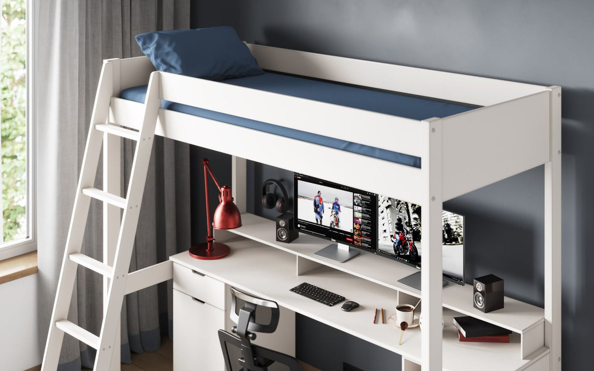 Noomi Tera Solid Wood Gaming High Sleeper White (FSC-Certified)