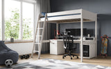 Noomi Tera Solid Wood Small Double Gaming High Sleeper White (FSC-Certified)