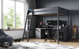 Noomi Tera Solid Wood Small Double Gaming High Sleeper Grey (FSC-Certified)