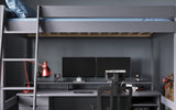 Noomi Tera Solid Wood Small Double Gaming High Sleeper Grey (FSC-Certified)
