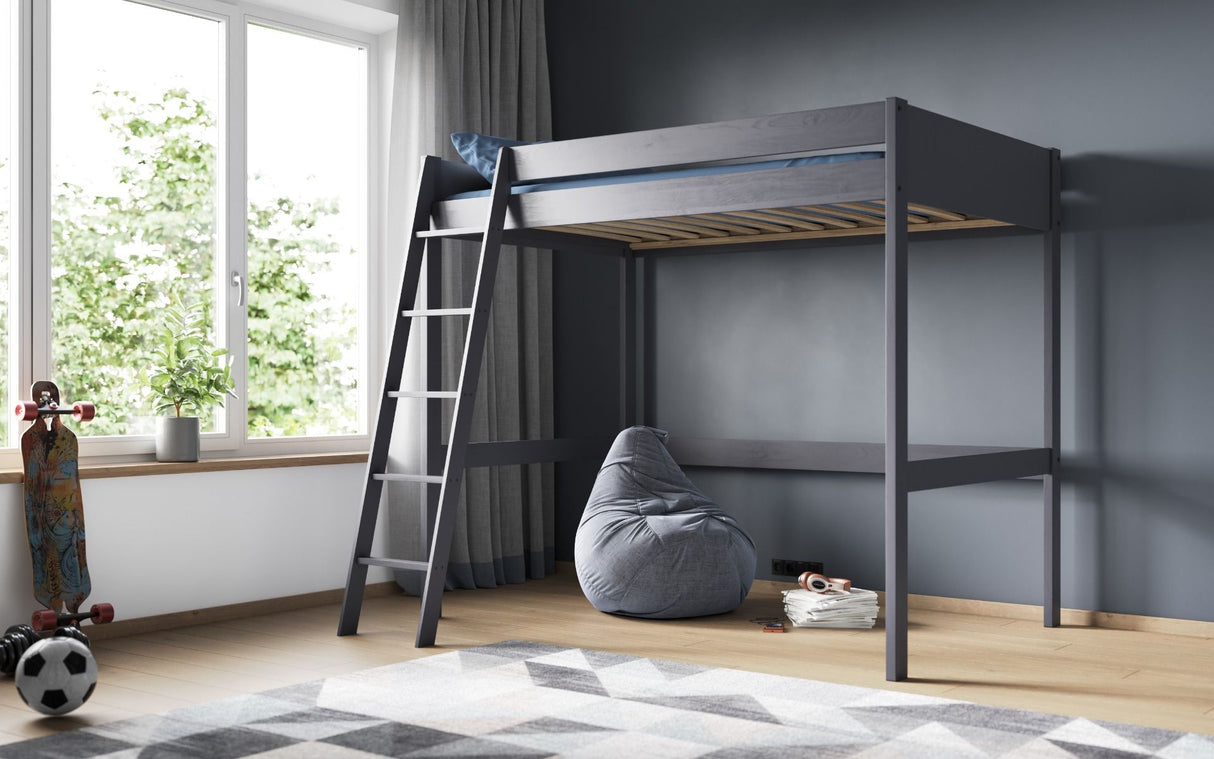 Noomi Tera Solid Wood Small Double High Sleeper Grey (FSC-Certified)