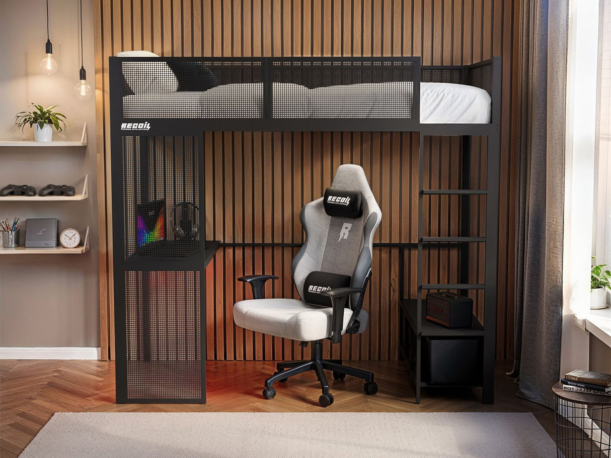 Recoil Glitch Metal Gaming High Sleeper with Desk