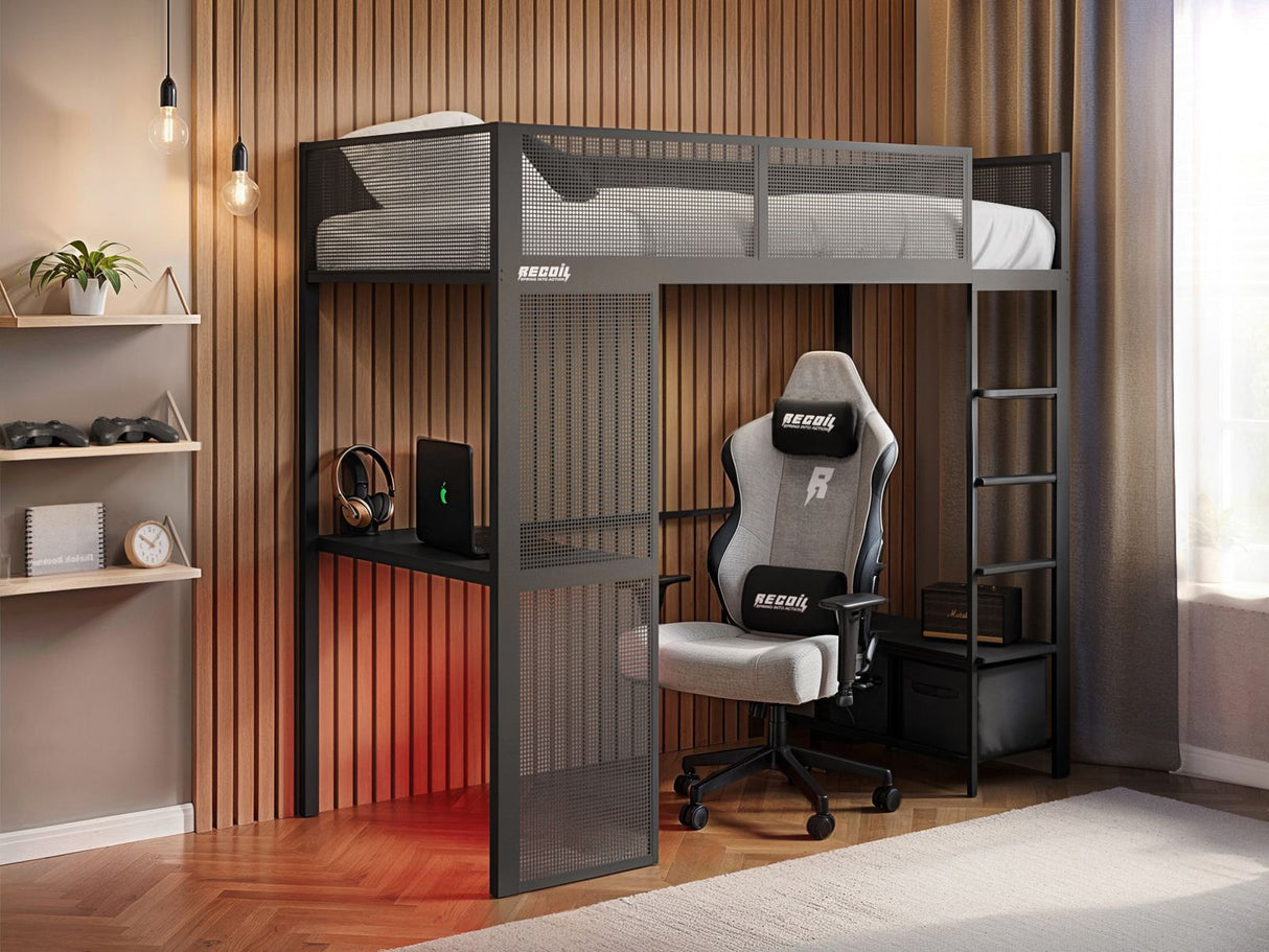 Recoil Glitch Metal Gaming High Sleeper with Desk