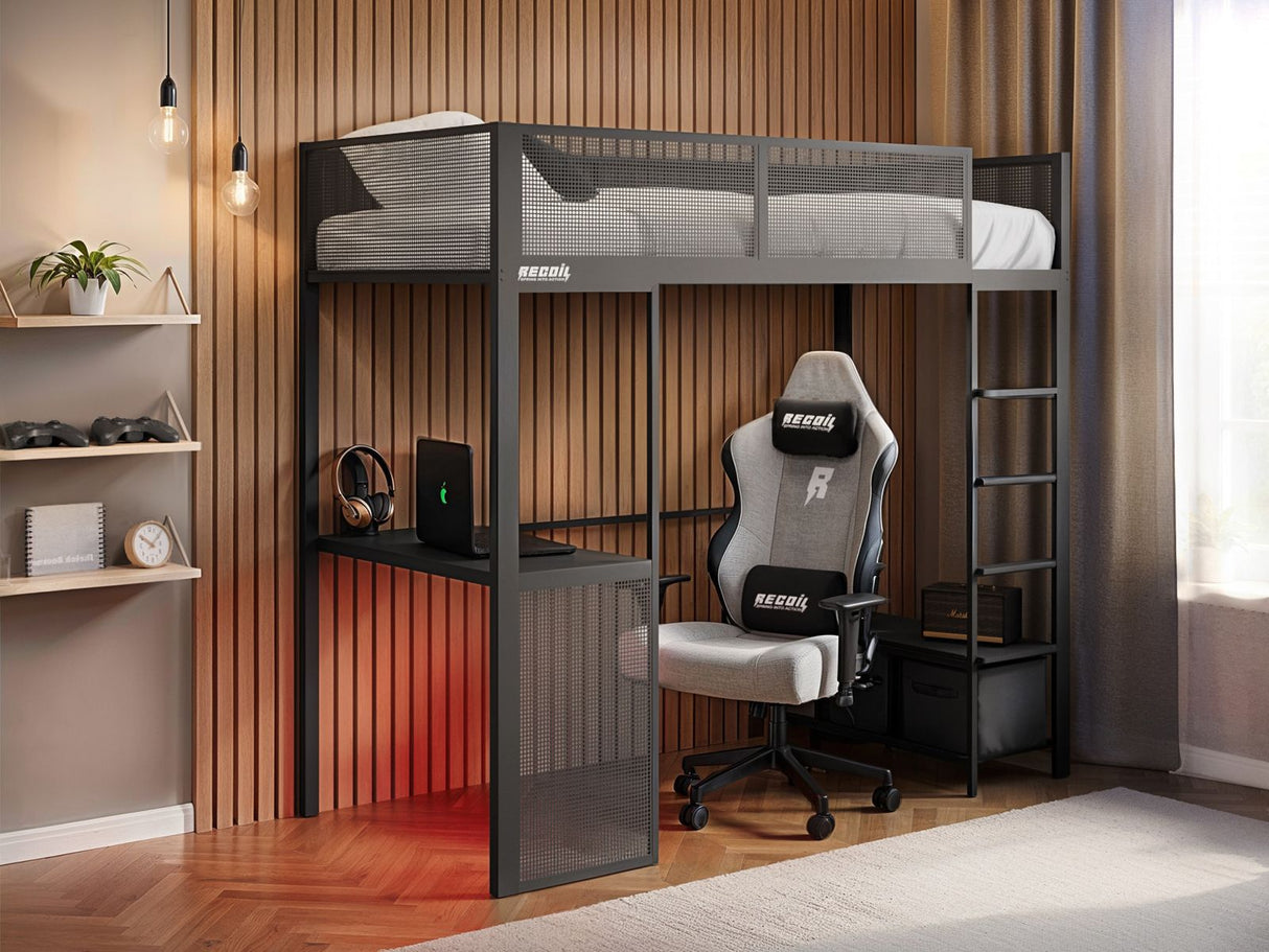 Recoil Glitch Metal Gaming High Sleeper with Desk