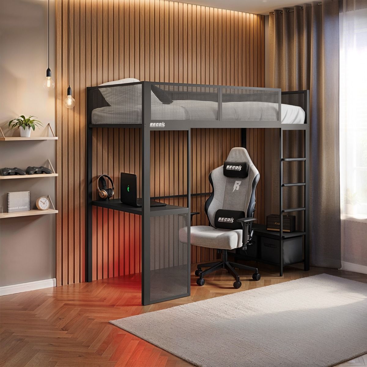 Recoil Glitch Metal Gaming High Sleeper with Desk