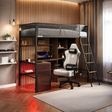 Recoil Graynite Metal Gaming High Sleeper with Shelf and Storage