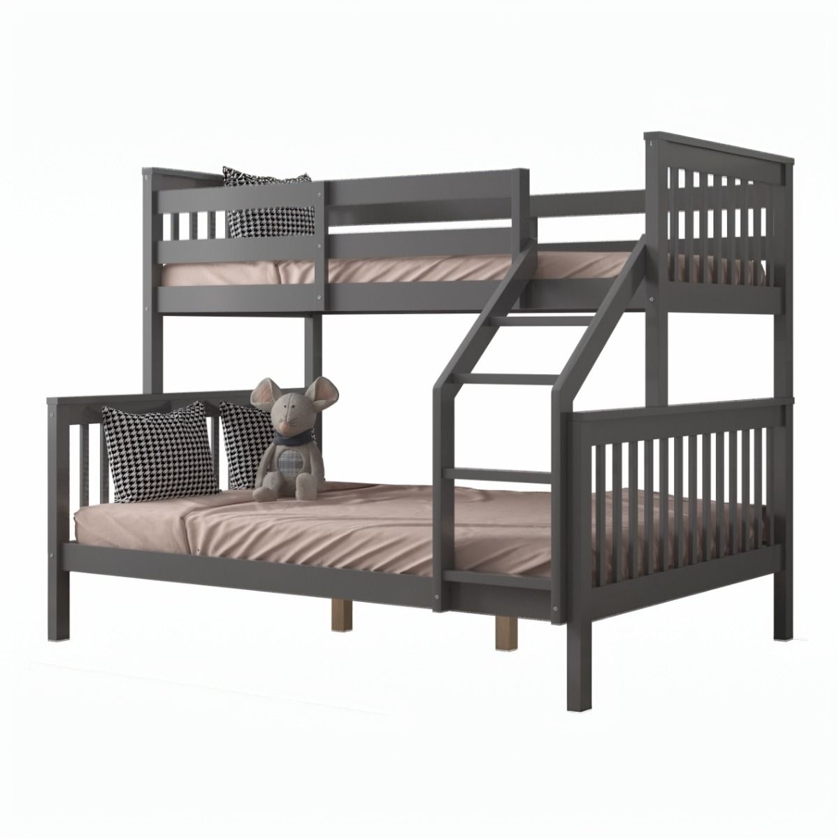 Flair Zoom Wooden Detachable Triple Bunk Bed Grey