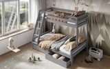 Noomi Nora Solid Wood Triple Bunk Bed Grey (FSC-Certified)