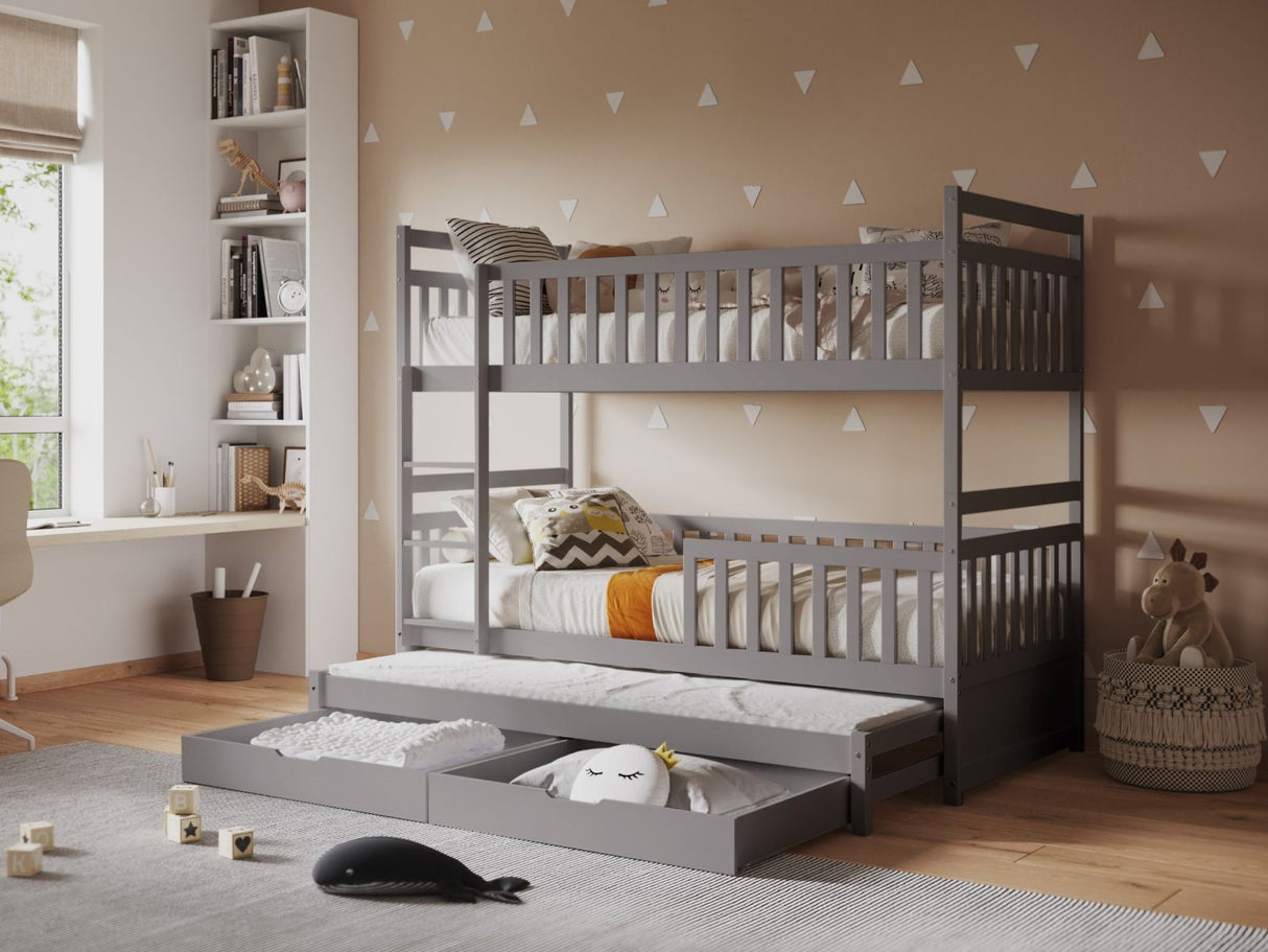 Flair Elvis Bunk Bed with Trundle & Drawers Grey