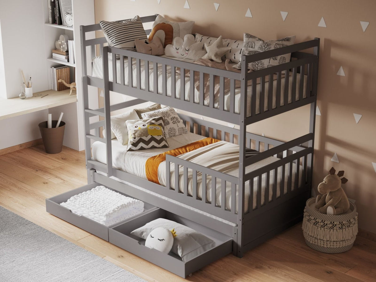 Flair Elvis Bunk Bed with Trundle & Drawers Grey