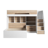 Flair Greyson Staircase Triple Bunk Bed with Storage White & Oak
