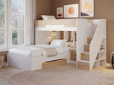Flair Greyson Staircase Triple Bunk Bed with Storage White & Oak