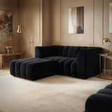 SOLACE+CO Halle Channel Tufted 2 Seater Sofa with Footstool Black Velvet