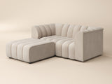 SOLACE+CO Halle Channel Tufted 2 Seater Sofa with Footstool Beige Chenille