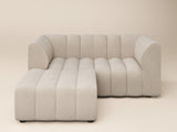 SOLACE+CO Halle Channel Tufted 2 Seater Sofa with Footstool Beige Chenille