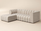 SOLACE+CO Halle Channel Tufted 3 Seater Sofa with Footstool Beige Chenille