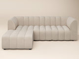 SOLACE+CO Halle Channel Tufted 3 Seater Sofa with Footstool Beige Chenille