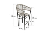 SOLACE+CO Hana Round Table & Set of 2 Lita Chairs Garden Bar Set Dark Brown