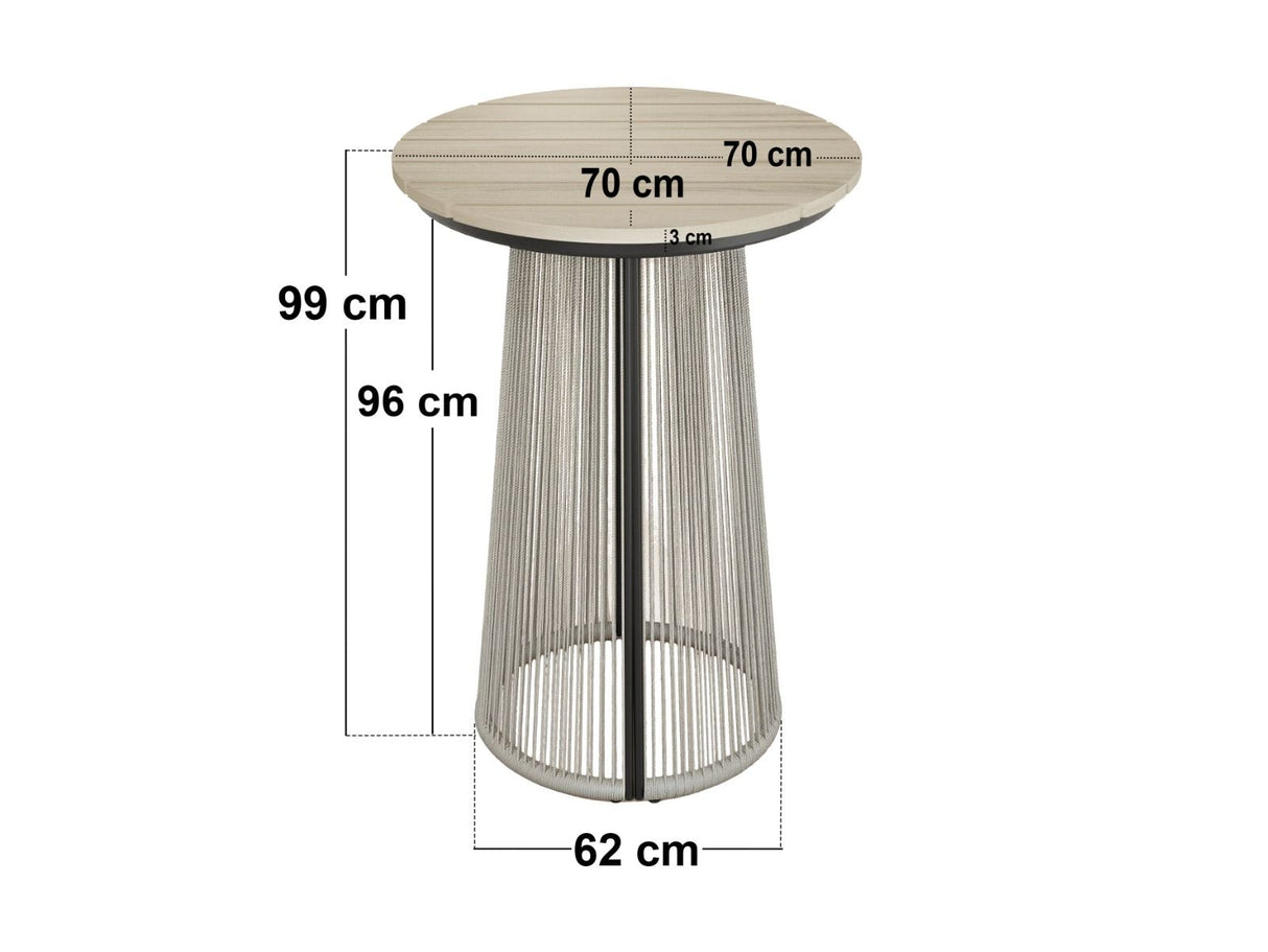 SOLACE+CO Hana Round Table & Set of 2 Lita Chairs Garden Bar Set Dark Brown