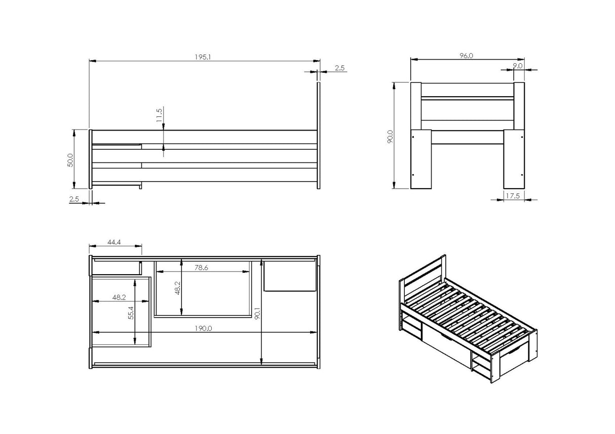 Noomi Hansa Storage Bed Frame White (FSC-Certified)