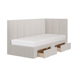 Flair Harley Boucle Corner Bed Frame with Storage Drawers Beige