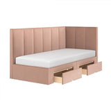 Flair Harley Velvet Corner Bed Frame with Storage Drawers Pink