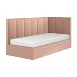Flair Harley Velvet Corner Bed Frame with Storage Drawers Pink