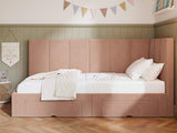 Flair Harley Velvet Corner Bed Frame with Storage Drawers Pink