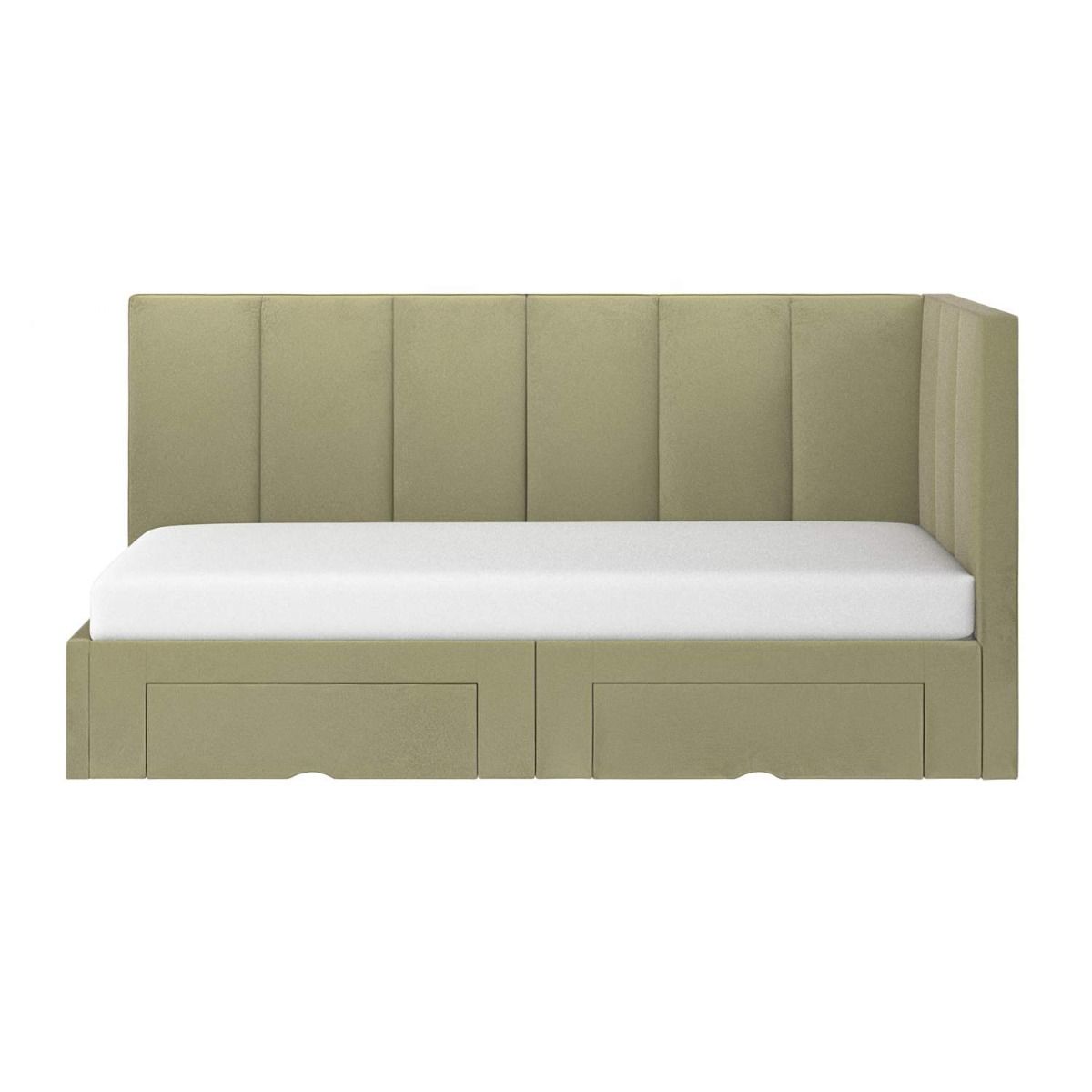 Flair Harley Corner Storage Bed Frame Olive Green Velvet
