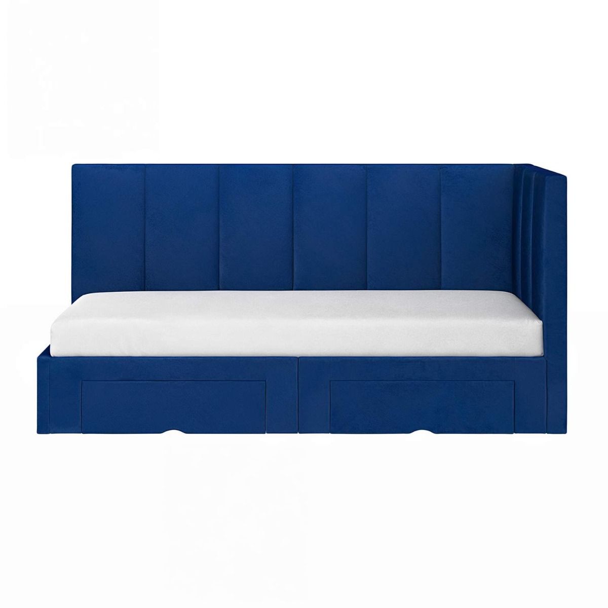 Flair Harley Velvet Corner Bed Frame with Storage Drawers Navy