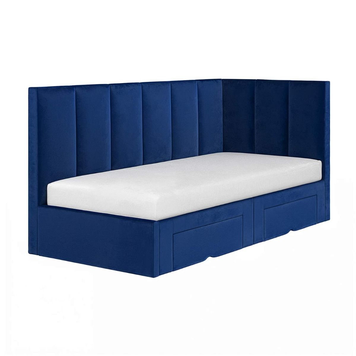Flair Harley Velvet Corner Bed Frame with Storage Drawers Navy