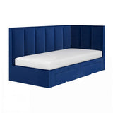 Flair Harley Velvet Corner Bed Frame with Storage Drawers Navy