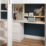 Flair Harper High Sleeper with Desk & Wardrobe White