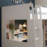 Flair Harper High Sleeper with Desk & Wardrobe White