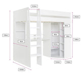 Flair Harper High Sleeper with Desk & Wardrobe White