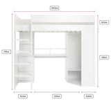 Flair Harper High Sleeper with Desk & Wardrobe White