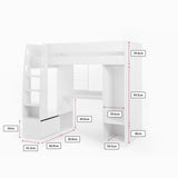 Flair Harry High Sleeper with Desk & Wardrobe White