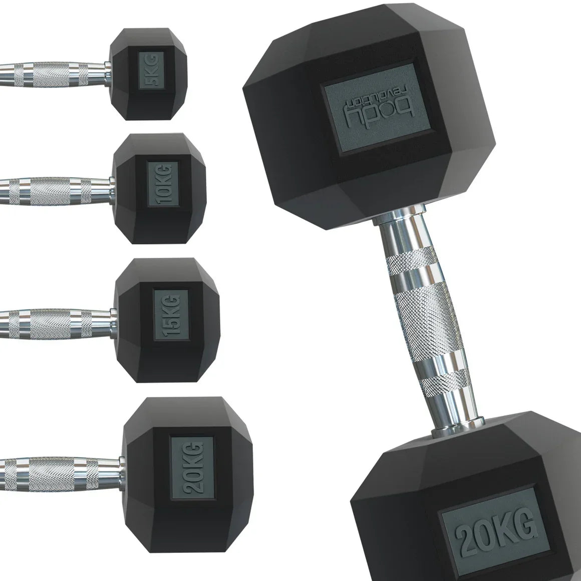 Body Revolution 2 x 9kg Hex Dumbbells