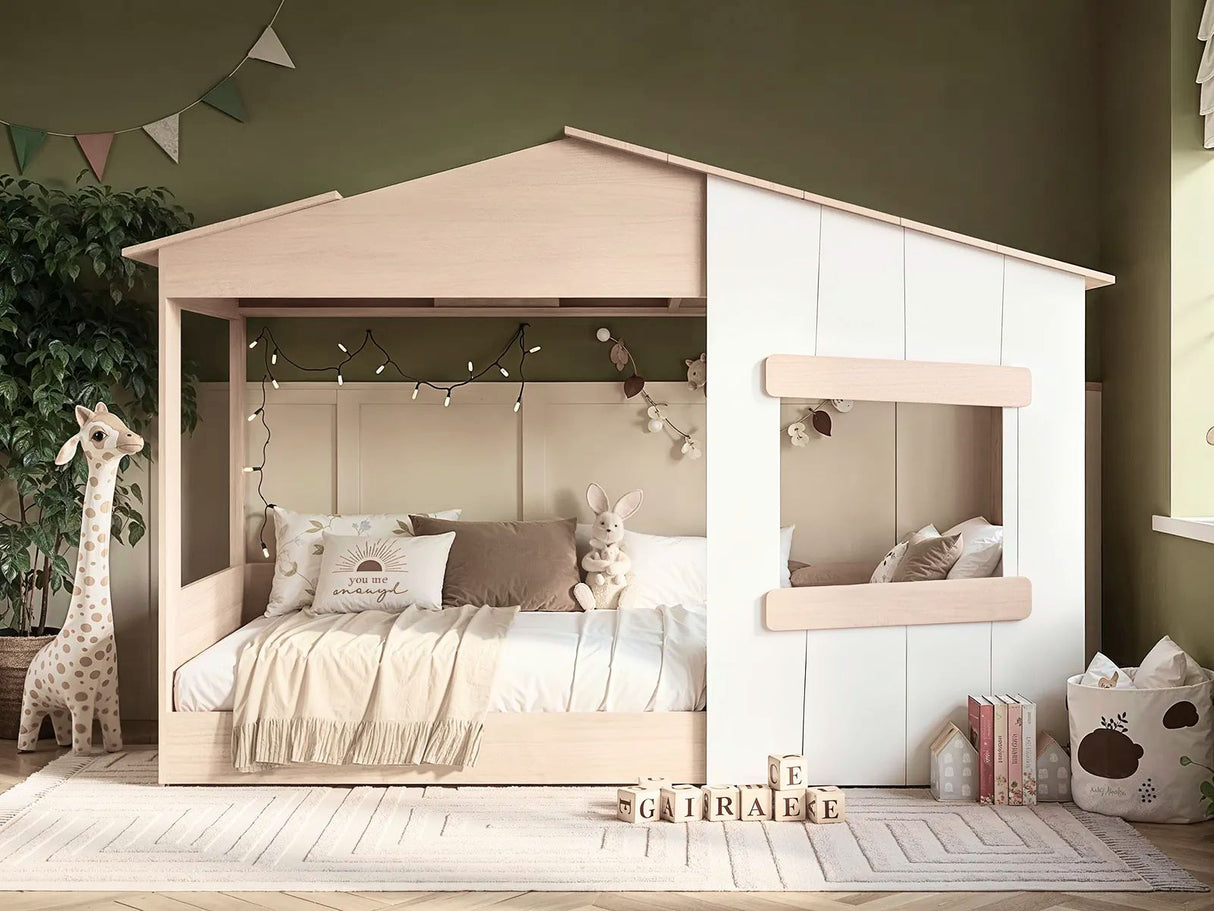 Flair Dreamland Montessori House Floor Bed Oak & White