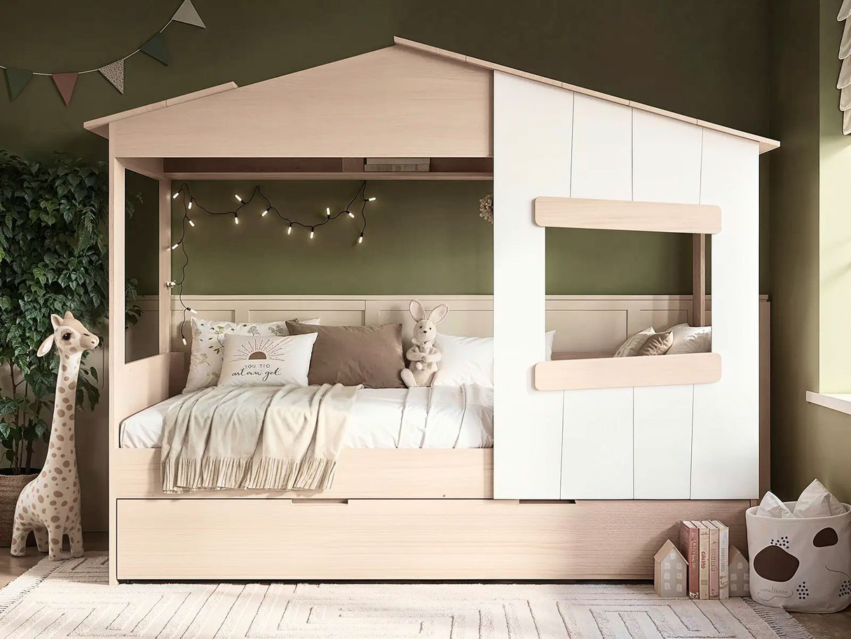 Flair Dreamland House Bed With Trundle Oak & White