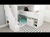 Flair Oscar Staircase Triple Bunk Bed with Storage White