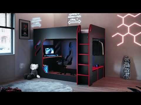 Recoil Shuttle Single LED Gaming High Sleeper Black & Red