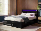 Flair Callan Metal Bed Frame with Storage & LED Black Small Double