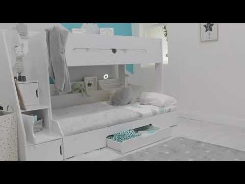 Flair Slick Staircase Triple Bunk Bed with Storage White
