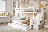 Flair Tag Triple Staircase Bunk Bed with Trundle White