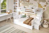 Flair Tag Triple Staircase Bunk Bed with Trundle White