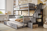 Flair Tag Triple Staircase Bunk Bed with Trundle Grey